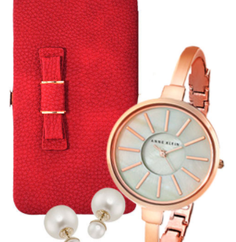 Портмоне Red Bow + Часы Anne Cline + Серьги Dior в подарок